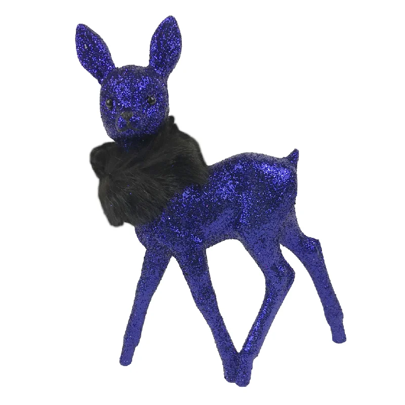 Deer, navy glittered with boa, Plastic Figure by Ino Schaller