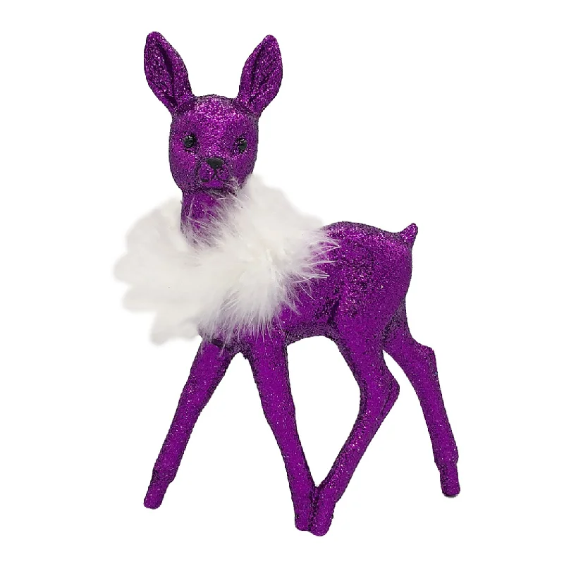 Deer, purple glittered with white boa, Plastic Figure by Ino Schaller