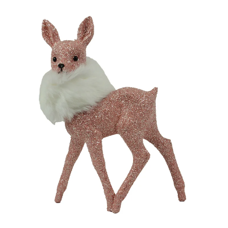 Deer, rose gold with white boa, Plastic Figure by Ino Schaller