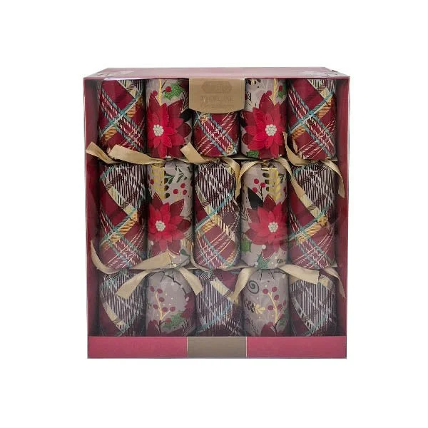 Deluxe Crackers Tartan & Poinsettia 10 P