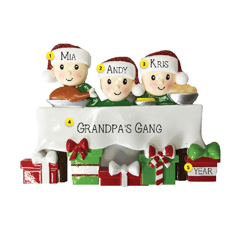 Personalized Dinner Table Family of 3 Ornament