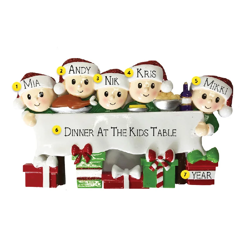 Personalized Dinner Table Family of 5 Ornament