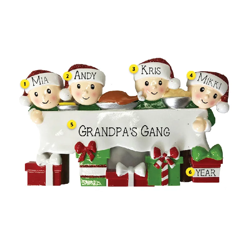 Personalized Dinner Table Family of 4 Ornament