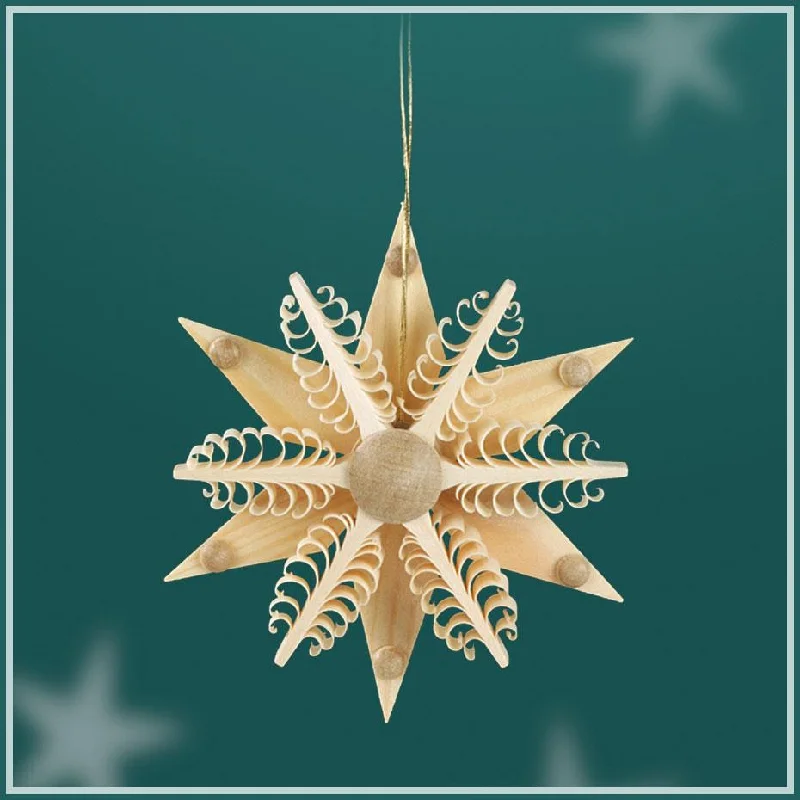 Pine Star with 6 flat tree center, 8cm, natural by Martina Rudolph