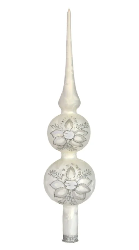 Double Sphere in white Ice Finial Tree Topper by Glas Bartholmes