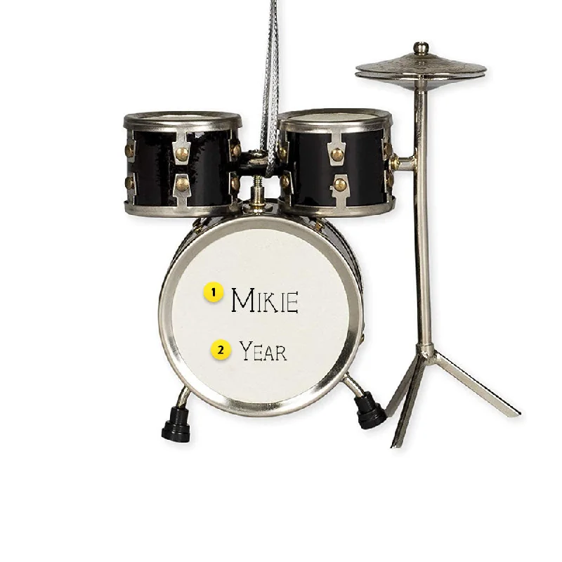 Personalized Drum Set Ornament - Black