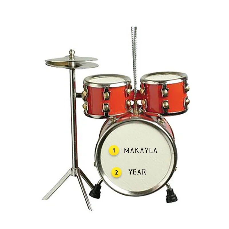 Personalized Drum Set Ornament - Red