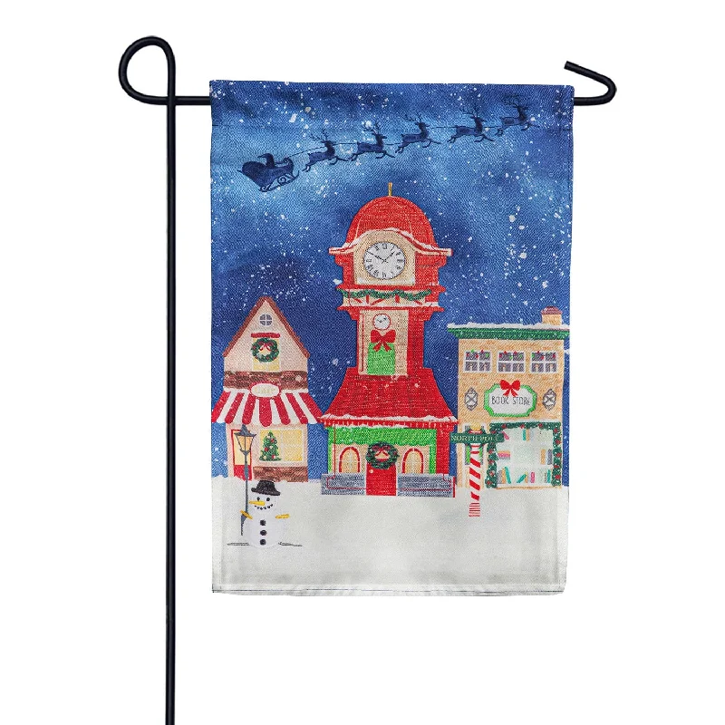 Evergreen Christmas Eve Linen Garden Flag