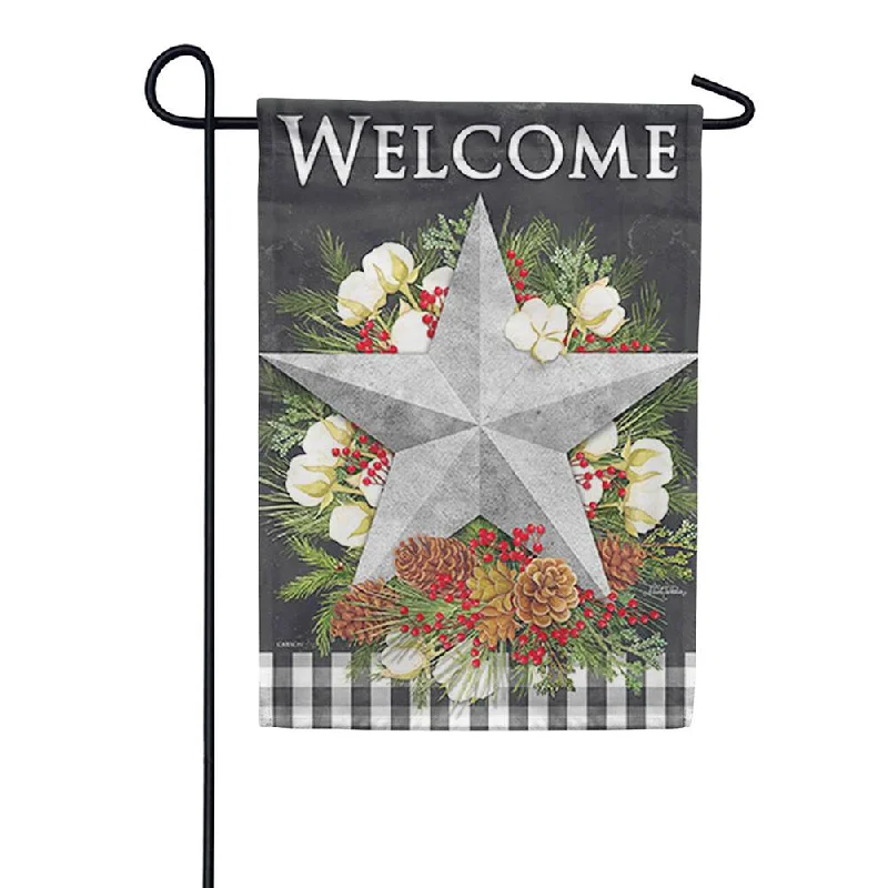 Farmhouse Christmas Welcome Glitter Trends Double Sided Garden Flag