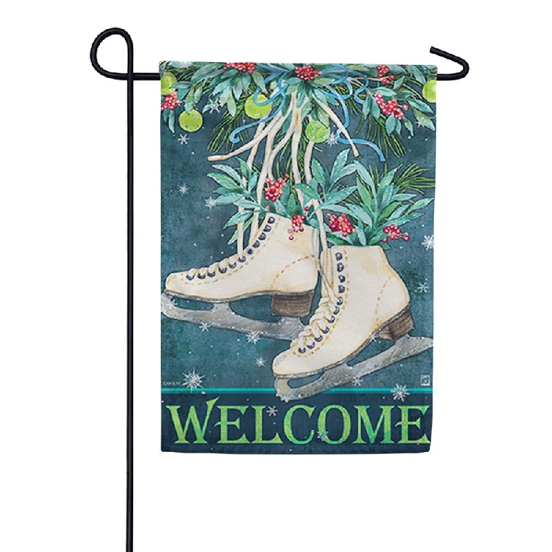 Festive Skates Glitter Trends Garden Flag