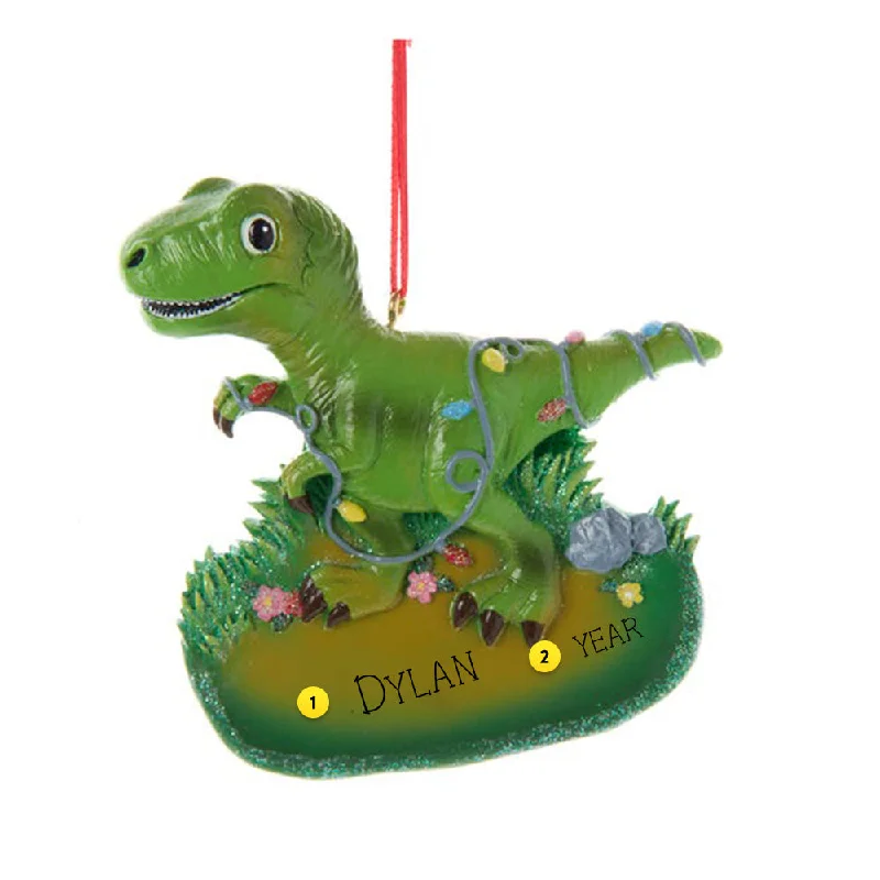 Personalized Festive T-Rex Dinosaur Ornament