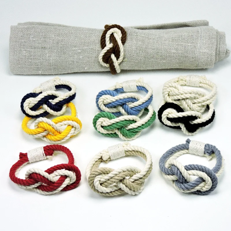 Figure Eight Infinity Knot Napkin Rings Stripe, Nautical Colors, Set of 4