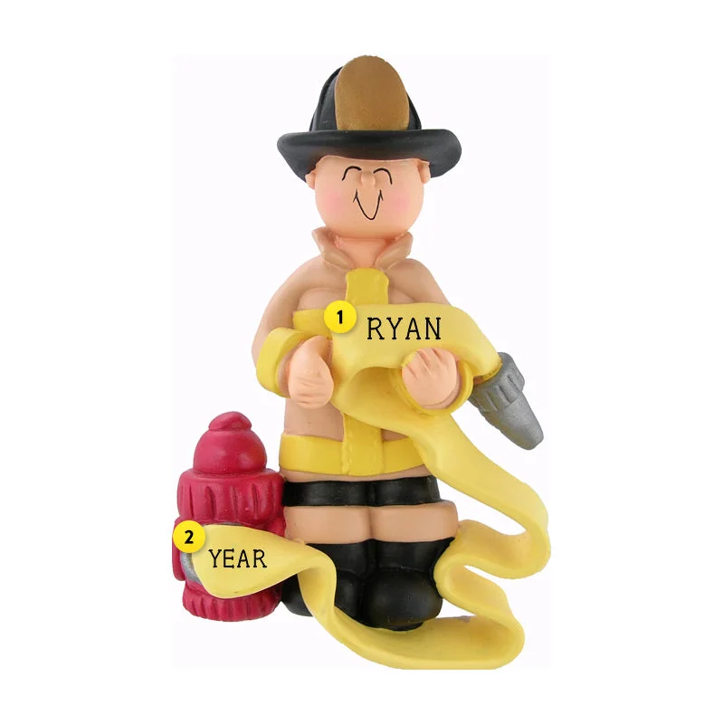 Personalized Firefighter with Hose Ornament