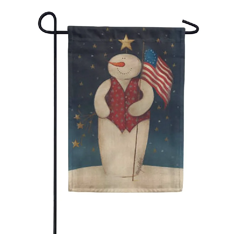 Flag Waving Snowman Garden Flag