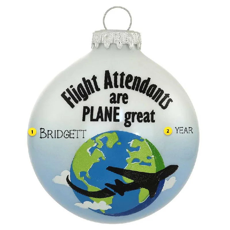 Personalized Flight Attendant Glass Bulb Ornament