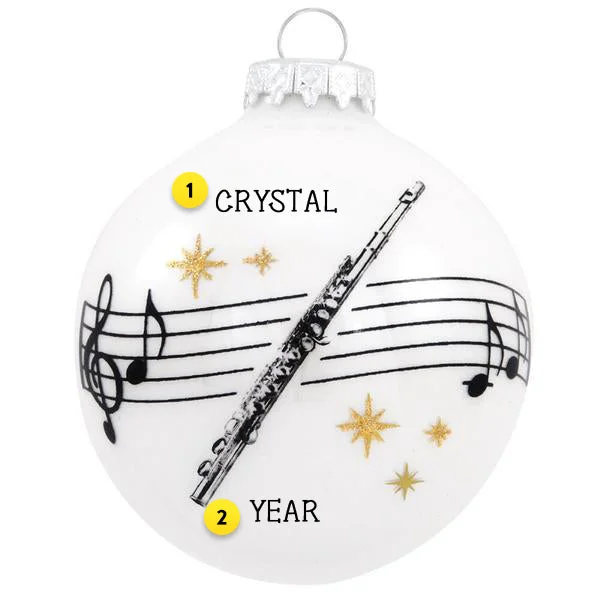 Personalized Flute Glass Bulb Ornament