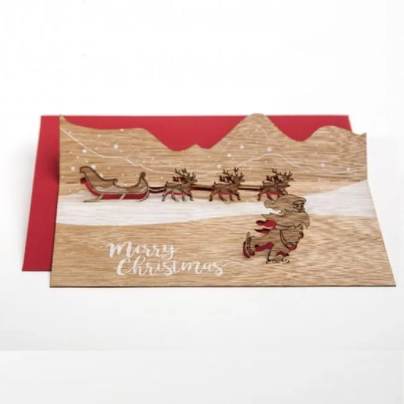 Frohe Weinachten (Merry Christmas), Santa on Iceskates, 3D card by Formes-Berlin