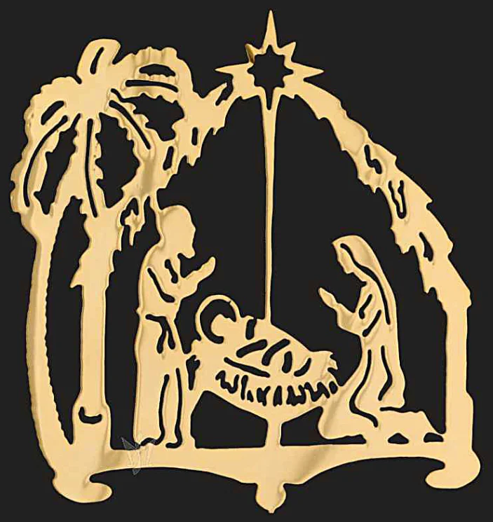 Gold Plated Nativity with Palm Tree Ornament by Martin Schmidt OHG