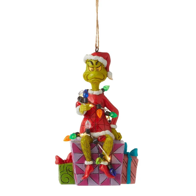 Grinch Sitting on Presents Ornament - Jim Shore