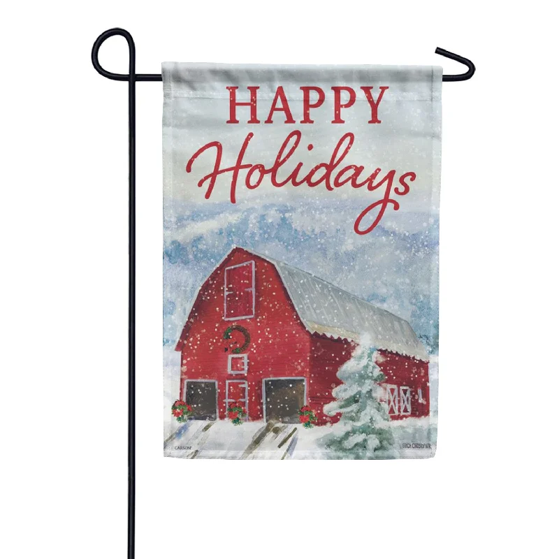 Holiday Barn Garden Flag