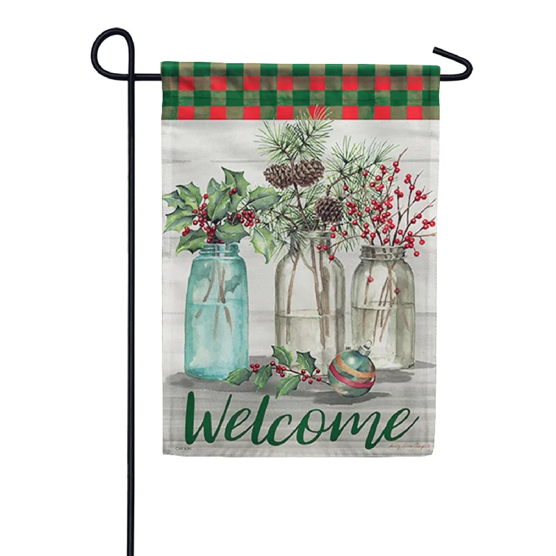 Holly, Berries & Pine Garden Flag