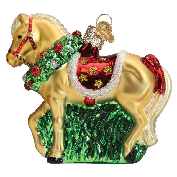 Horse with Wreath Ornament - Old World Christmas