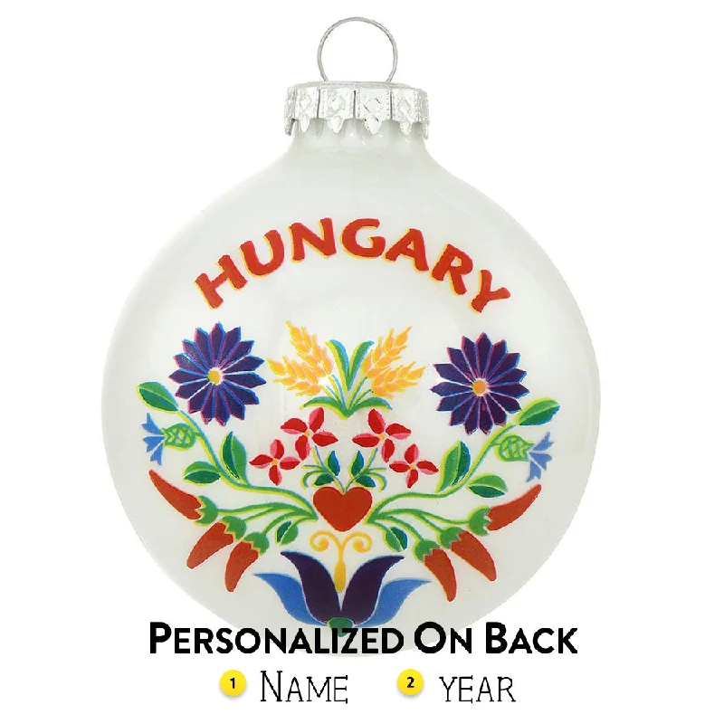 Personalized Hungary Glass Bulb Ornament