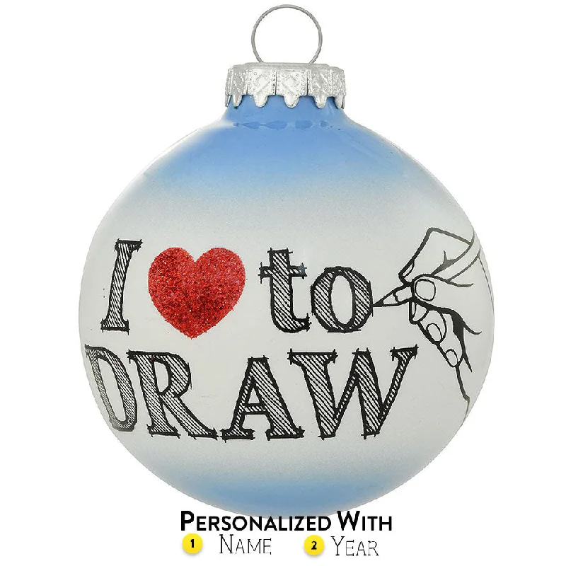 Personalized I Love To Draw Ornament