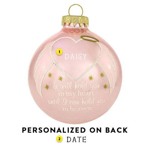 Personalized I Will Hold You Memorial Glass Ornament - Pink