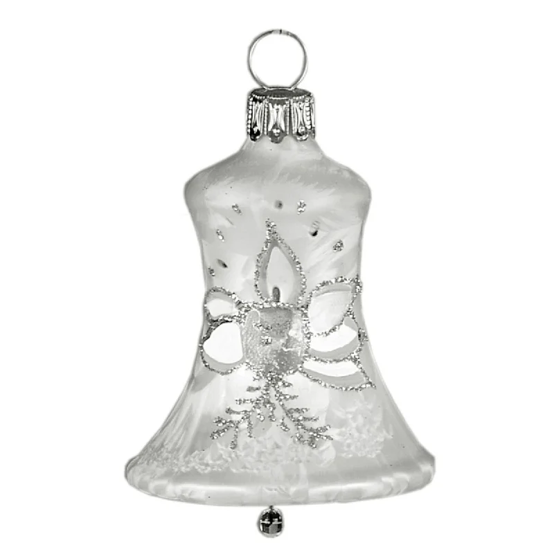 Ice white Bell with Candle Decoration Ornament by Glas Bartholmes