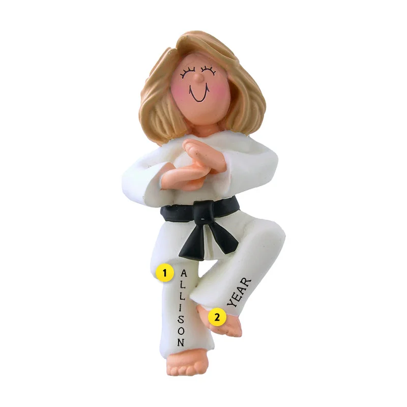 Personalized Martial Arts Ornament - Female, Blonde Hair