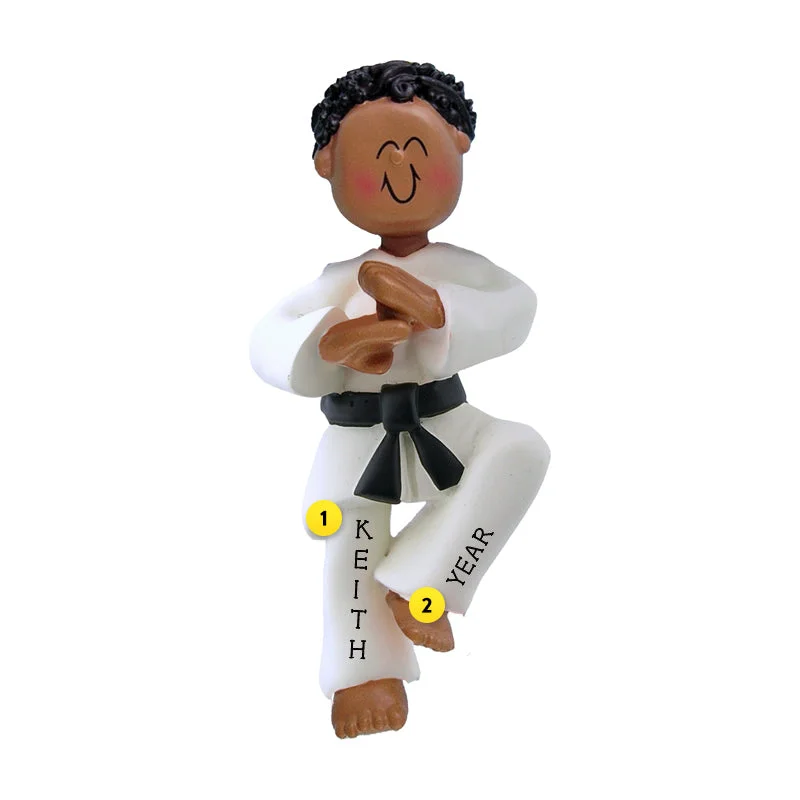 Personalized Martial Arts Ornament - African-American Male