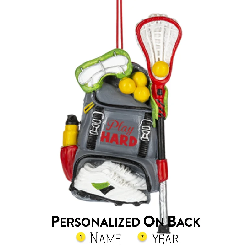 Personalized Lacrosse Bag Play Hard Ornament