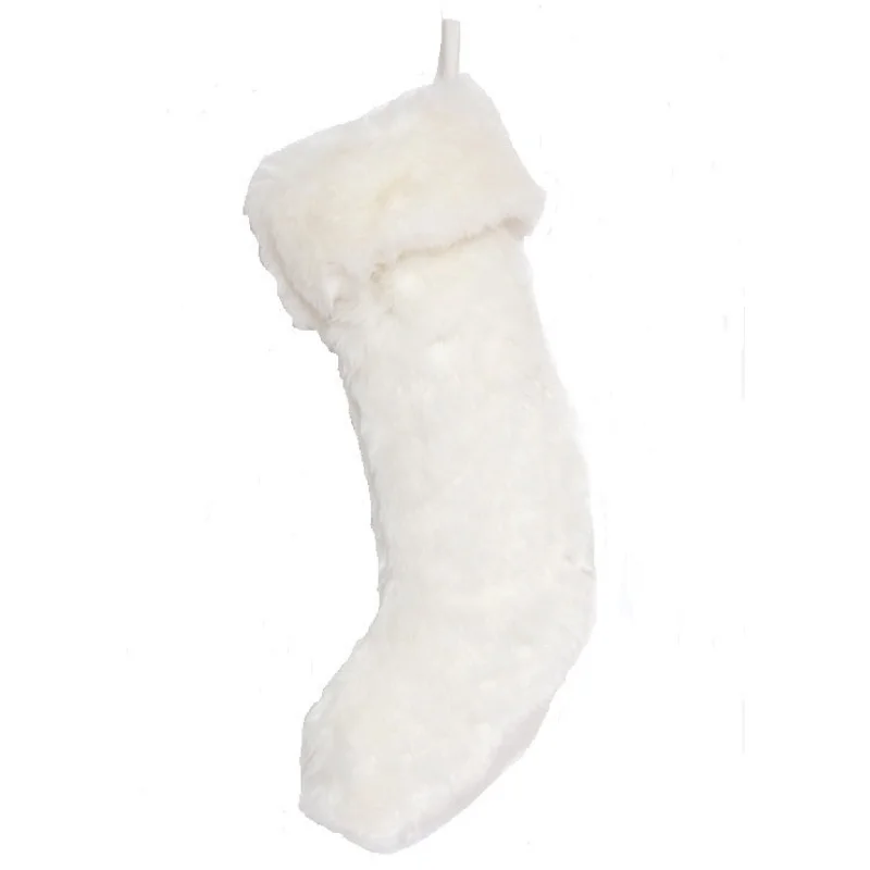 Large Faux Fur Christmas Stocking, White