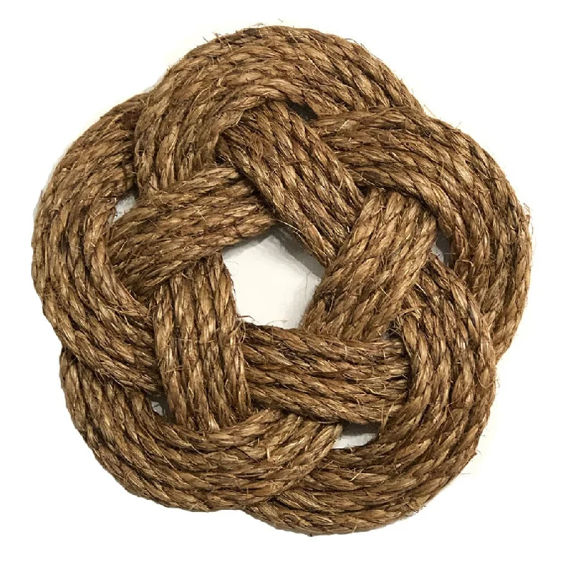 10" Nautical Sailor Knot Trivet, Manila Rope, Large