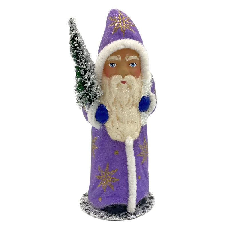 One-of-a-Kind Lavender With Gold Stars Santa by Ino Schaller