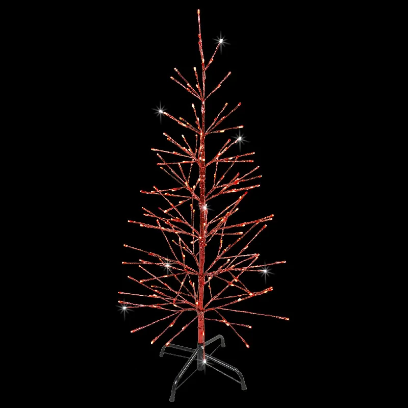 LED 4' Red Twig Tree with Red Tape