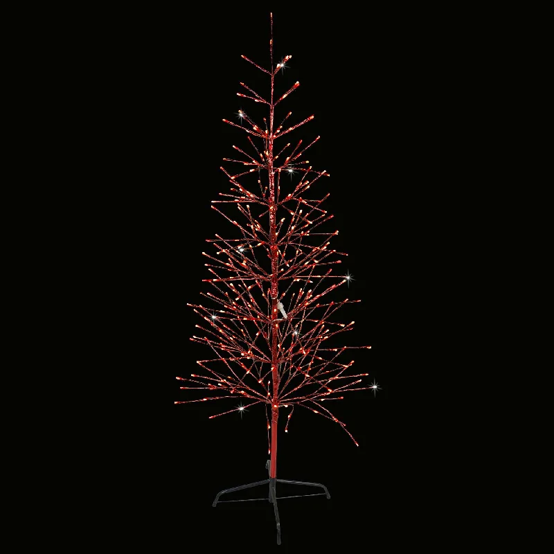 LED 5.5' Red Twig Tree with Red Tape