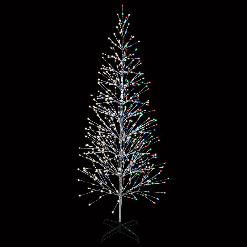 LED 6.5' Color Changing Warm White/Multicolor Twig Tree with Silver Tape