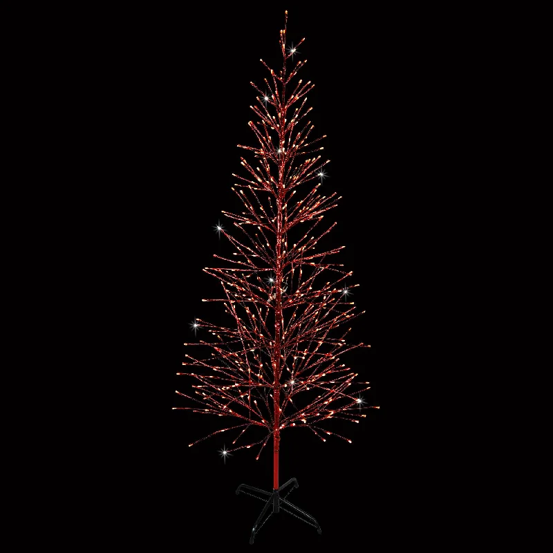 LED 6.5' Red Twig Tree with Red Tape