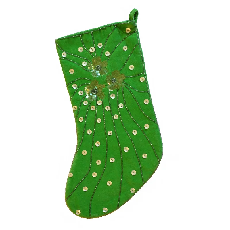 Lime Velvet Christmas Stocking