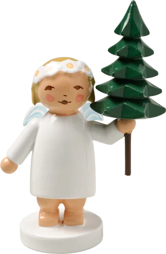 Marguerite Angel with Tree Wooden Figurine by Wendt und Kuhn