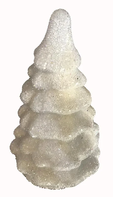 Medium White Beaded Tree Candy Container by Ino Schaller