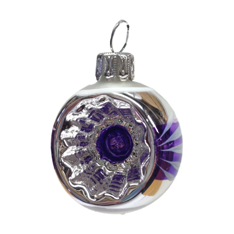 Mini Purple and White Reflector Ornament by Glas Bartholmes