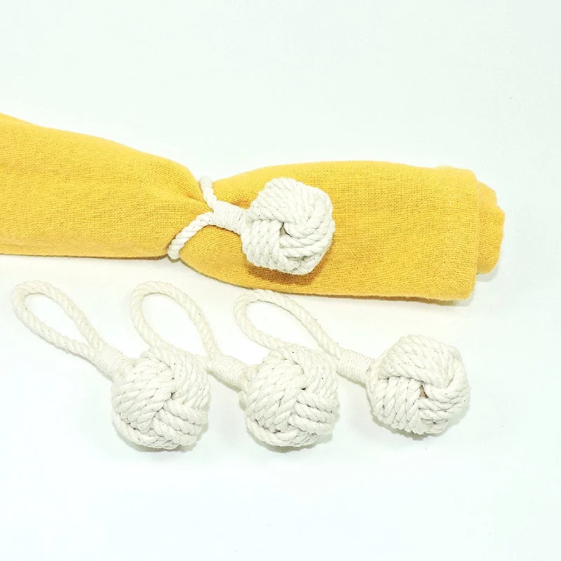 Monkey Fist Knot Napkin Rings, Set of Four