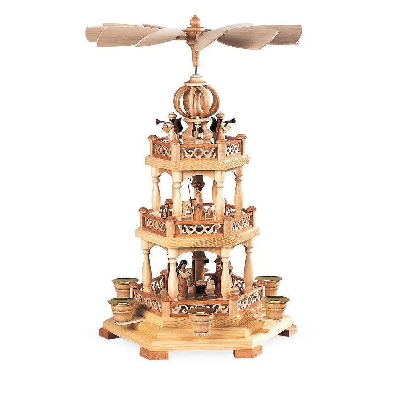 Nativity Pyramid with Angels Above, Two Tier Pyramid by Mueller GmbH