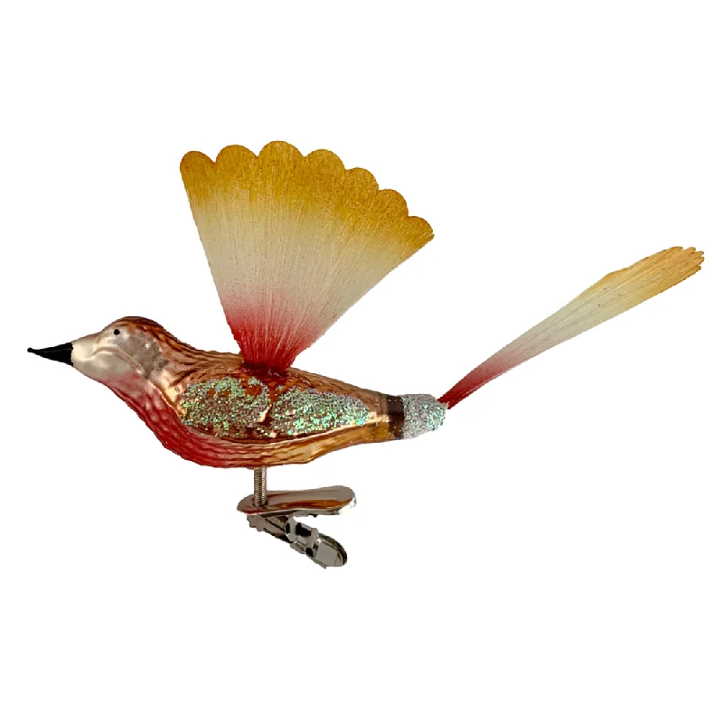 Nightingale with spun glass wings and tail by Inge Glas of Germany