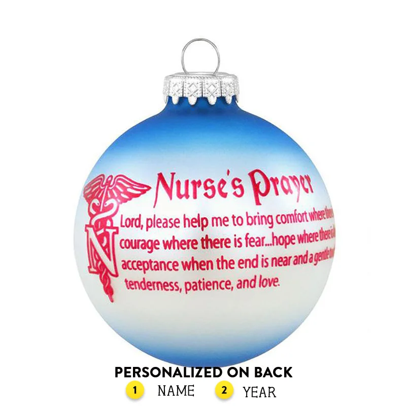 Personalized Nurse's Prayer Glass Bulb Ornament