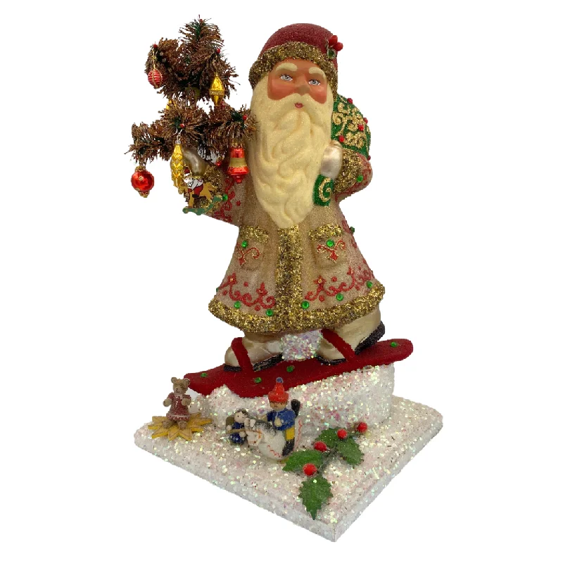 One-of-a-Kind Skiing Santa with Feather Tree by Ino Schaller