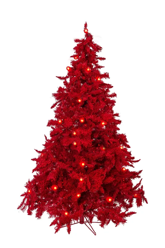 OPEN BOX 7.5' Prelit Ruby Red Christmas Tree with Small & Large Lights